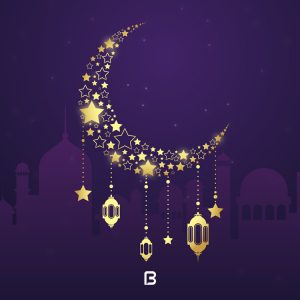 وکتور پس زمینه زیبا با موضوع ماه رمضان به رنگ بنفش