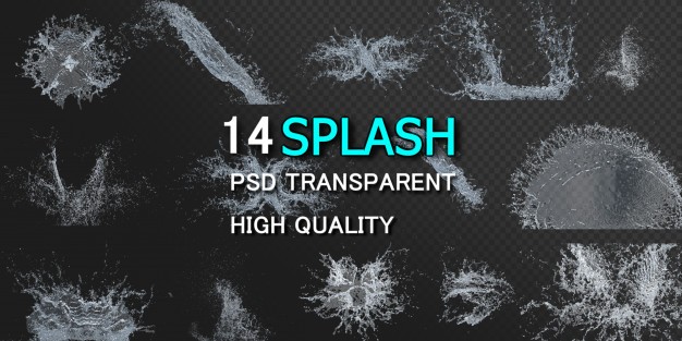 مجموعه ۶ فایل لایه باز پخش شدگی مایعات و بخار Splash Transparent