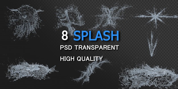 مجموعه ۶ فایل لایه باز پخش شدگی مایعات و بخار Splash Transparent