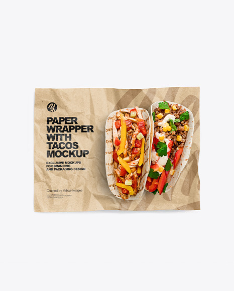 موکاپ بسته بندی کاغذی ساندویچ تاکو