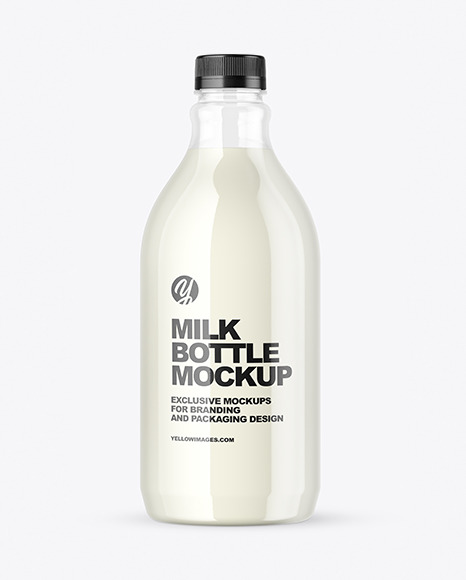 موکاپ بطری شیر پلاستیکی شفاف