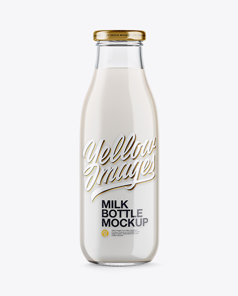 موکاپ بطری شیشه ای شفاف ۵۰۰ میلی لیتری شیر