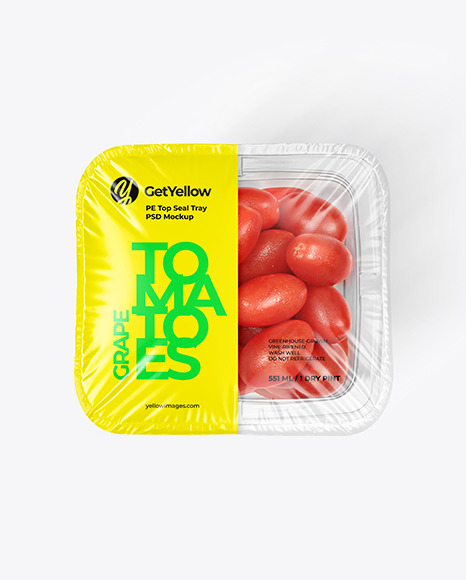 موکاپ سینی پلاستیکی شفاف گوجه فرنگی