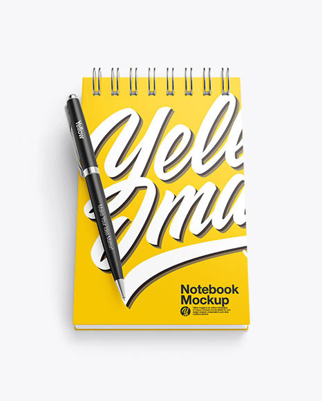 موکاپ دفترچه یادداشت مات با قلم
