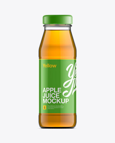 موکاپ بطری شفاف آب سیب