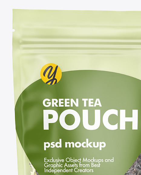 موکاپ بسته پلاستیکی مات چای سبز